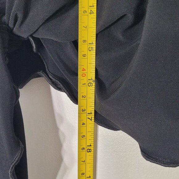 Soleil Black Shrug Tie Front Shoulder Cover Up Cropped Cardigan Lightweight SzL - Picture 7 of 9